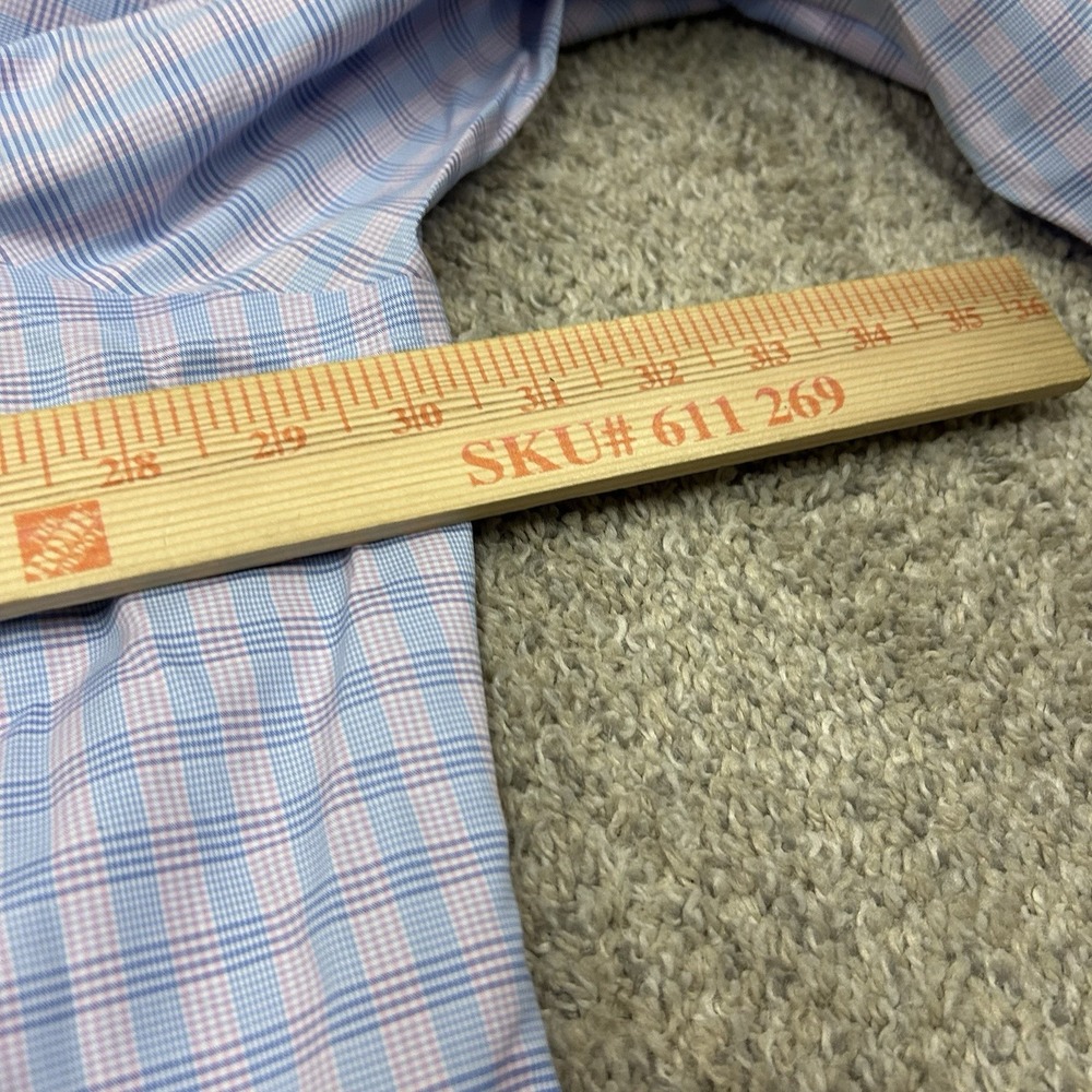 Kirkland Dress Shirt Mens 20 36/37 Tailored Fit Blue Pink Long Sleeve New - Picture 5 of 9